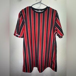 Stylish Red and Black Striped Tee - Size Medium (SHEIN)